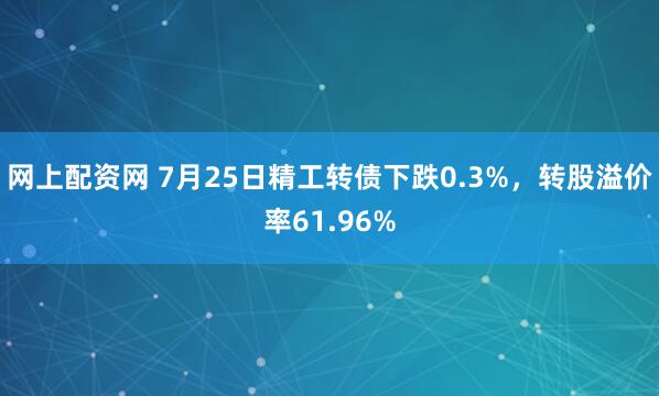 网上配资网 7月25日精工转债下跌0.3%，转股溢价率61.96%